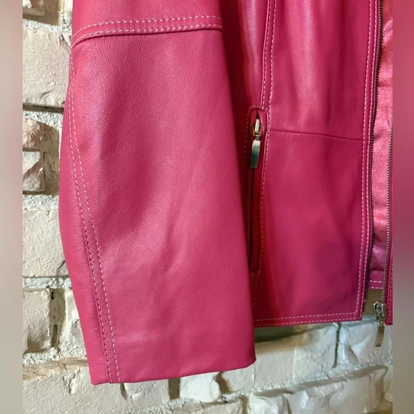 Chico's Pink Leather Jacket - Picture 4 of 6